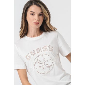 Tricou cu insertii logo din dantela - pentru fitness