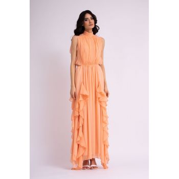 Rochie maxi din voal peach