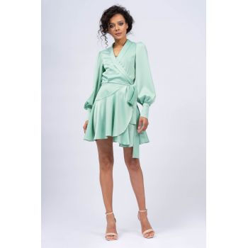 Rochie mint petrecuta cu revere