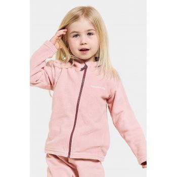 Didriksons bluza copii MONTE KIDS FULLZIP culoarea roz, neted