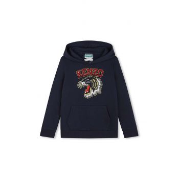 Kenzo Kids hanorac de bumbac pentru copii culoarea albastru marin, cu glugă, cu imprimeu, K60767