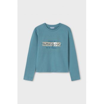 Mayoral longsleeve din bumbac pentru copii culoarea turcoaz, 830