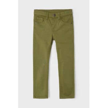 Mayoral pantaloni copii slim fit basic culoarea verde, neted, 517