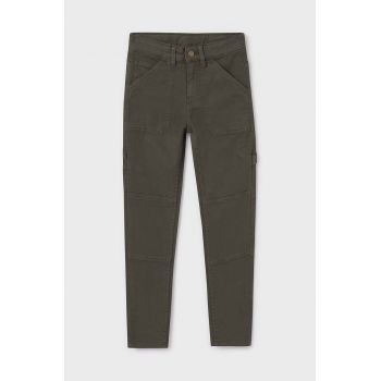 Mayoral pantaloni copii worker culoarea verde, neted, 7535