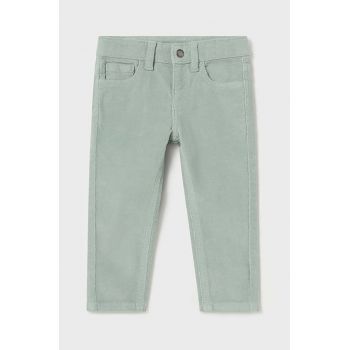 Mayoral pantaloni de bumbac pentru copii sztruks slim fit basi culoarea turcoaz, neted, 502