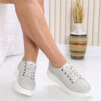 Pantofi dama casual Gri din Piele Naturala Hory