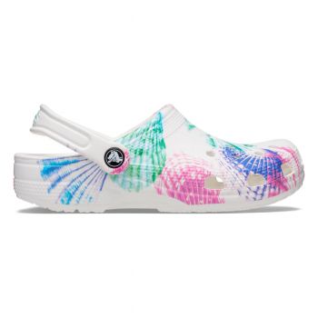 Saboti Crocs Classic Cyber Beach Clog Alb - White/Multi