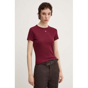 Tommy Jeans tricou femei, culoarea bordo, DW0DW17383