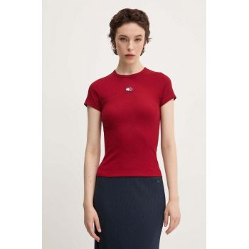 Tommy Jeans tricou femei, culoarea bordo