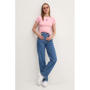 Tommy Jeans tricou femei, culoarea roz