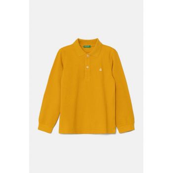 United Colors of Benetton longsleeve din bumbac pentru copii culoarea rosu, neted