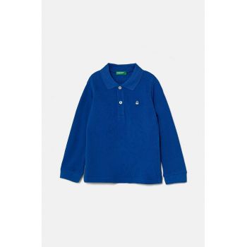 United Colors of Benetton longsleeve din bumbac pentru copii culoarea rosu, neted