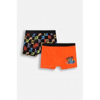 Coccodrillo boxer pentru copii din bumbac 2-pack culoarea portocaliu, PANTS