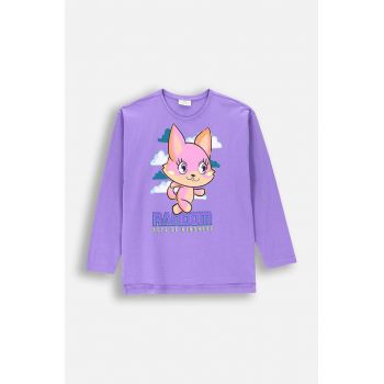 Coccodrillo longsleeve din bumbac pentru copii culoarea violet, EVERYDAY GIRL