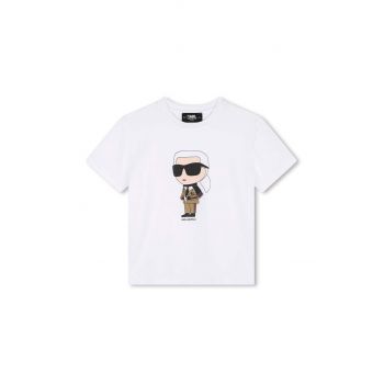 Karl Lagerfeld tricou de bumbac pentru copii culoarea alb, cu imprimeu, Z30241