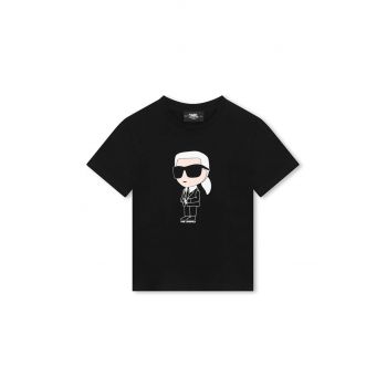 Karl Lagerfeld tricou de bumbac pentru copii culoarea negru, cu imprimeu, Z30240