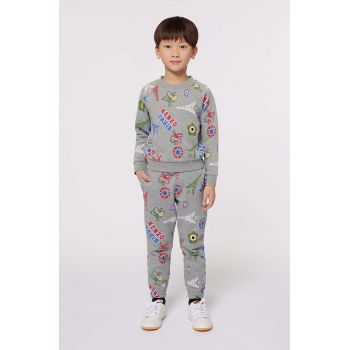 Kenzo Kids hanorac lounge din bumbac culoarea gri, modelator, K60774