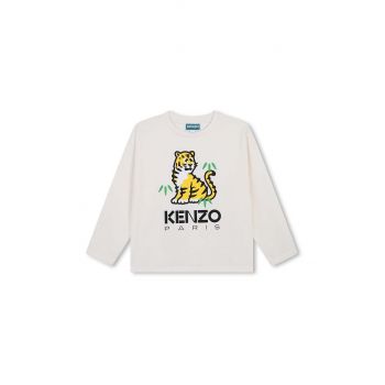 Kenzo Kids longsleeve din bumbac pentru copii culoarea bej, cu imprimeu, K60740