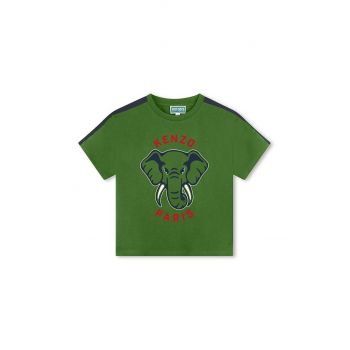 Kenzo Kids tricou de bumbac pentru copii culoarea verde, cu imprimeu, K60745