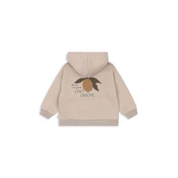 Konges Sløjd bluza copii LOU SWEAT HOOD OCS culoarea bej, cu glugă, cu imprimeu, KS101566