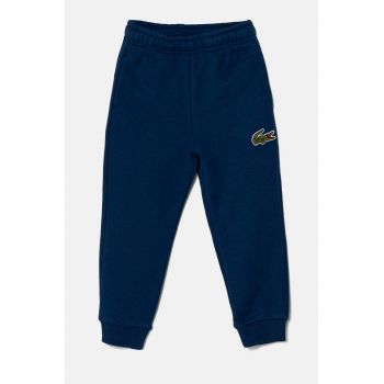 Lacoste pantaloni de trening din bumbac pentru copii culoarea albastru marin, neted, XJ2474