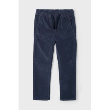 Mayoral pantaloni copii jogger welur culoarea albastru marin, neted, 4527