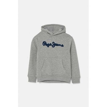 Pepe Jeans bluza copii NEW LAMONTY HOODIE culoarea gri, cu glugă, melanj, PB581614