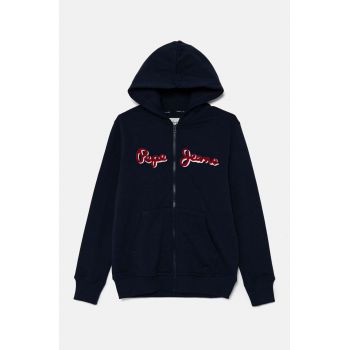 Pepe Jeans bluza copii NEW LAMONTY ZIP culoarea albastru marin, cu glugă, melanj, PB581612