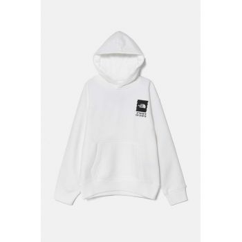 The North Face bluza copii COORDINATES GRAPHIC OVERSIZED HOODIE culoarea alb, cu glugă, cu imprimeu, NF0A89HKFN41