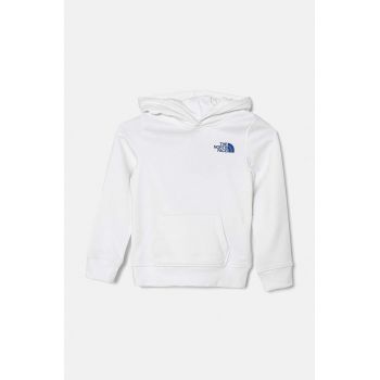 The North Face bluza copii REDBOX REGULAR P/O HOODIE culoarea alb, cu glugă, cu imprimeu, NF0A89H9FN41