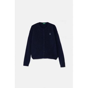 United Colors of Benetton cardigan de lână pentru copii culoarea albastru marin, light, 1244C500N