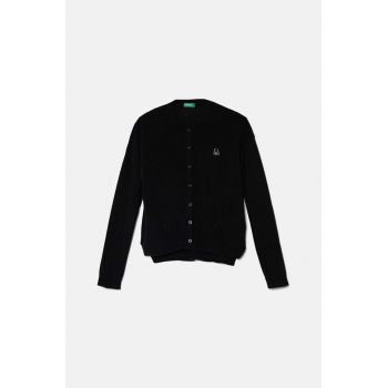 United Colors of Benetton cardigan de lână pentru copii culoarea negru, light, 1244C500N