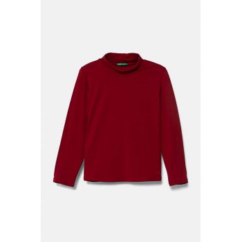 United Colors of Benetton longsleeve copii culoarea bordo, cu turtleneck, 3P4ZG200D