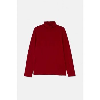 United Colors of Benetton longsleeve copii culoarea bordo, neted, 3DKEC202O