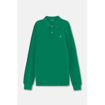 United Colors of Benetton longsleeve din bumbac pentru copii culoarea verde, neted, 3089C300Z