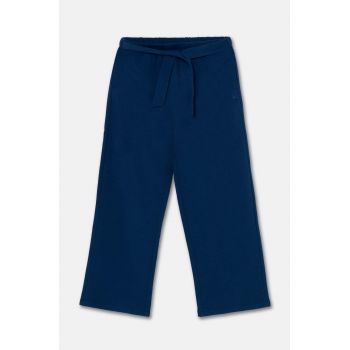 United Colors of Benetton pantaloni de trening din bumbac pentru copii culoarea albastru marin, neted, 3J68CF05F