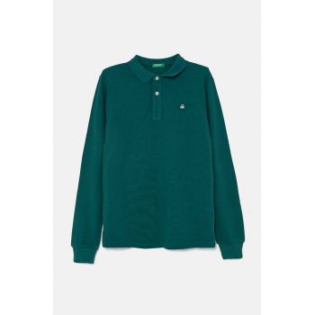 United Colors of Benetton tricou polo copii culoarea verde, neted, 3089C300Z