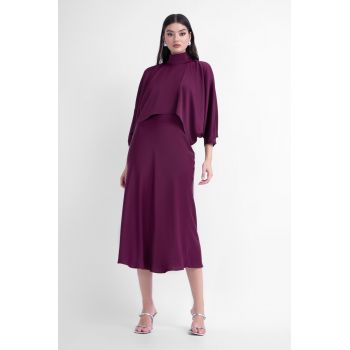 Bluza asimetrica cu guler si nasturi burgundy