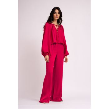 Bluza fuchsia cu snur ajustabil