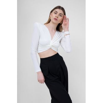 Cropped top ivoire cu nod