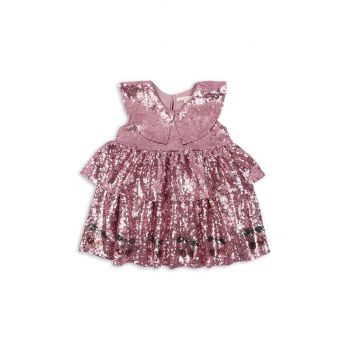 Konges Sløjd rochie fete STARLA SEQUIN DRESS culoarea roz, mini, evazati, KS101689