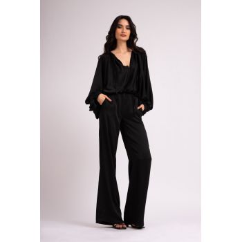 Pantaloni negri wide leg