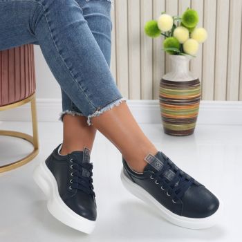 Pantofi dama casual Bleumarin din Piele Naturala Evoya