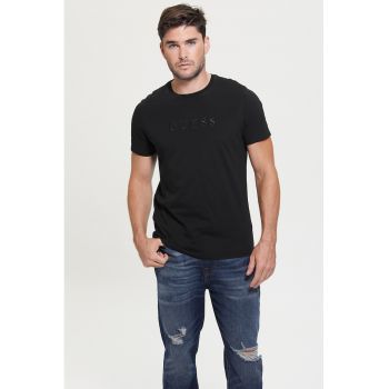 Tricou slim fit cu logo brodat