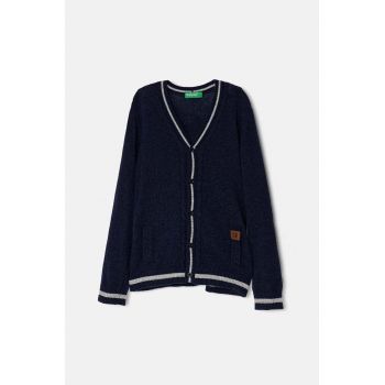 United Colors of Benetton cardigan cu amestec de lână pentru copii culoarea albastru marin, light, 1LQZH600D