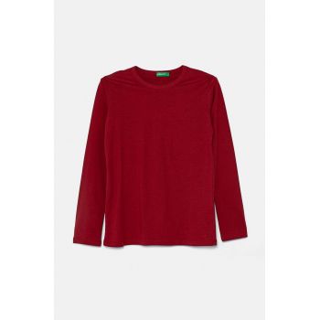 United Colors of Benetton longsleeve din bumbac pentru copii culoarea bordo, 3I1XC10DA