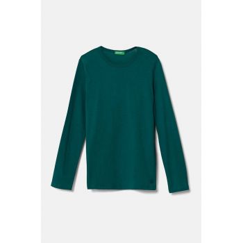 United Colors of Benetton longsleeve din bumbac pentru copii culoarea verde, 3I1XC10DA