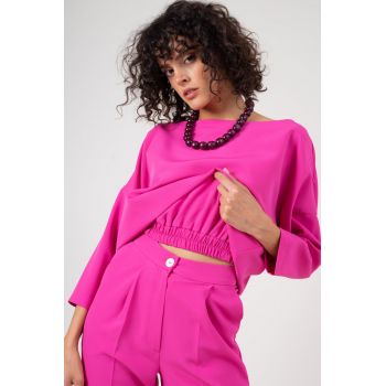 Bluza oversized roz neon