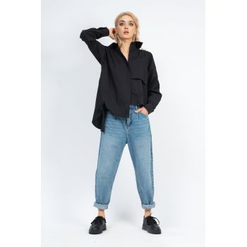 Camasa neagra oversized cu bustiera