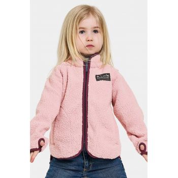 Didriksons hanorac polar pentru copii GIBBS KIDS FULLZIP culoarea roz, neted, 505577